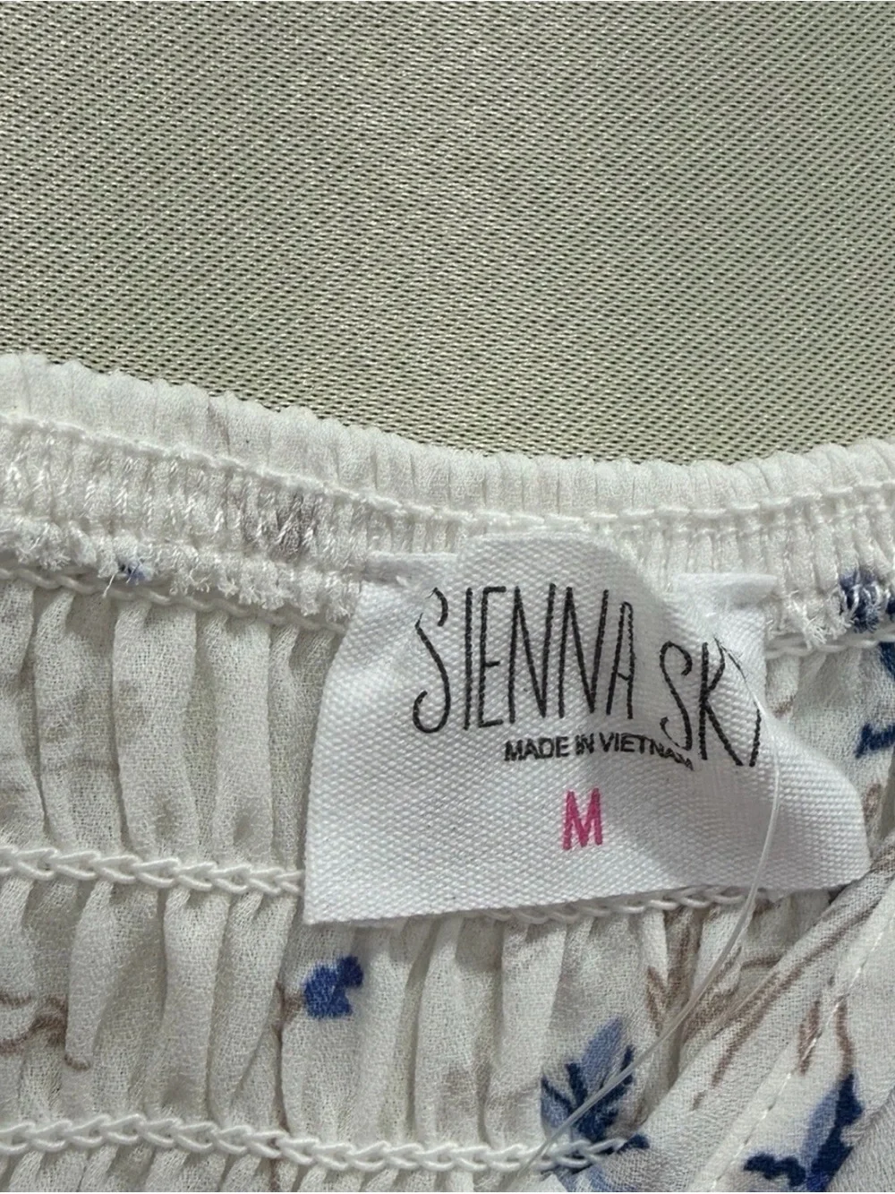 Sienna Sky White Top with Blue Floral Puff Sleeves - Picture 6 of 7